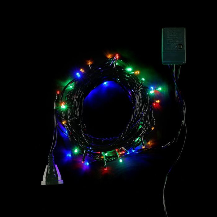 LED Garland 10m Multicolored 220V, 60 LED, Green PVC Wire, IP20 29-014_BL
