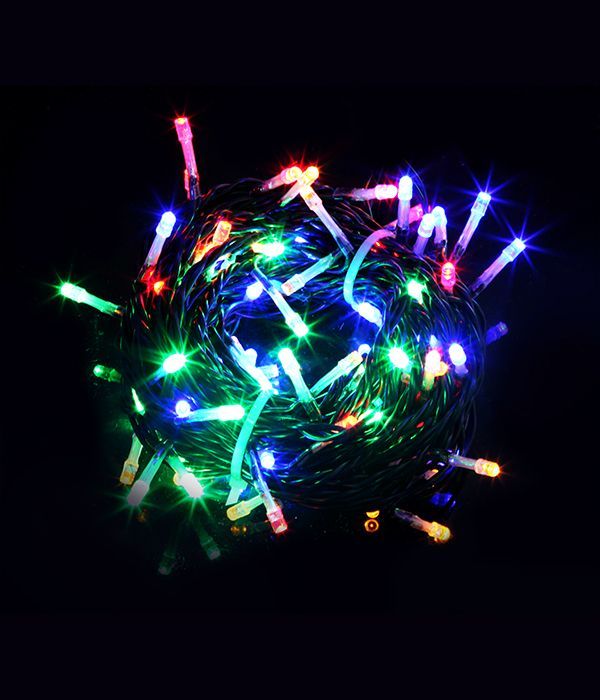 Garland "Twinkle" 10m Multicolored with Blue LED Blinking, 24V, 100 LED, Black Wire, IP54 05-085_BL