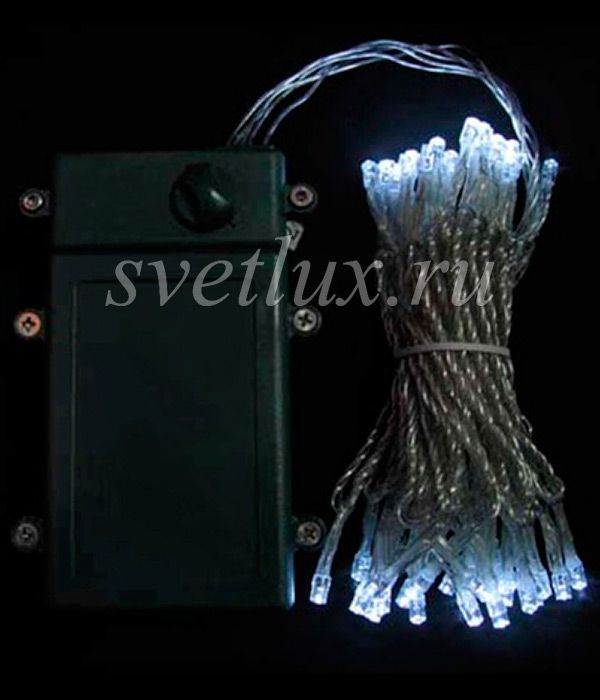 Battery-powered Garland Thread 5m White, 50 LED, Transparent Silicone Wire, IP65 07-015_BL