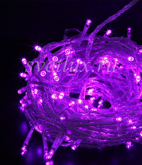 Garland String 20m Purple with Control Capability, 24V, 200 LEDs, Transparent Silicone Wire, IP65 05-013_BL