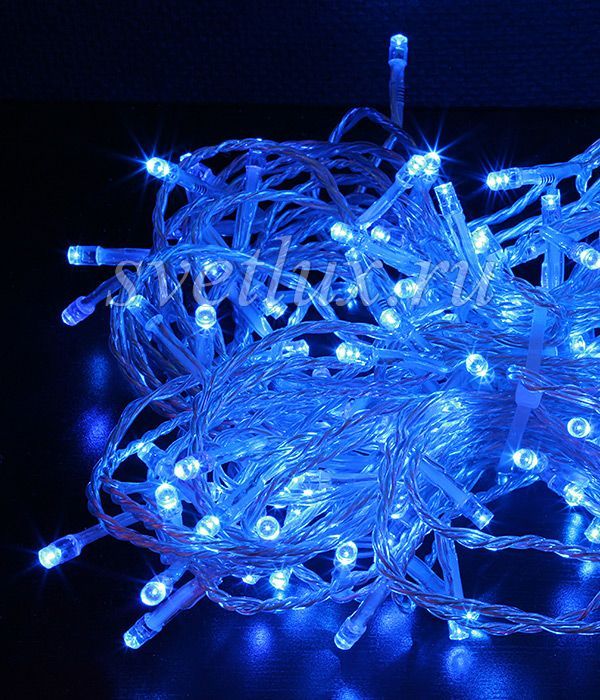 Battery Operated Garland 5m Blue, 50 LED, Transparent Wire Silicone, IP65 07-016_BL