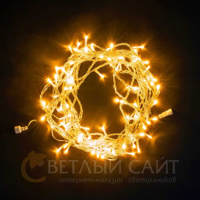Garland String 10m Yellow 24V, 100 LEDs, Transparent PVC Wire, IP54 05-155_BL