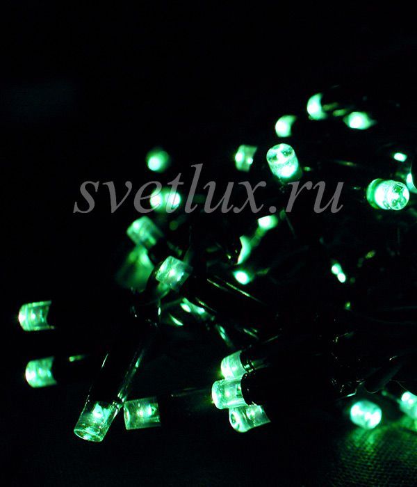 Garland "Thread" 10m Green with Twinkle 220V, 100 LEDs, Black Rubber Wire, IP65 04-092_BL
