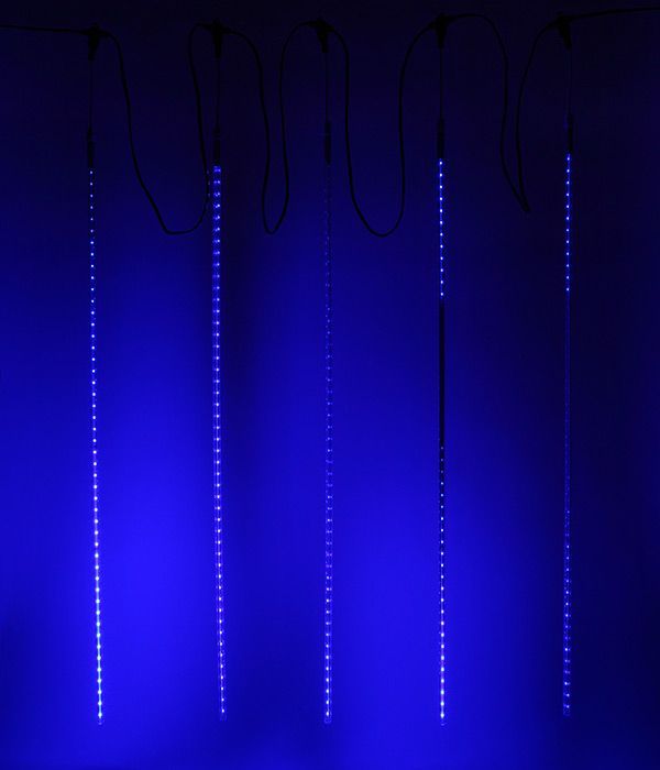 Garland "Melting Icicles" 5pcs of 100cm, 24V, 480 Blue LEDs, Black PVC Wire, IP55 15-023_BL