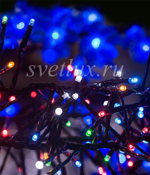 Lantern with Mini LEDs, 2.4m, Multicolored, 220V, 192 LEDs, black wire, IP54 05-062_BL