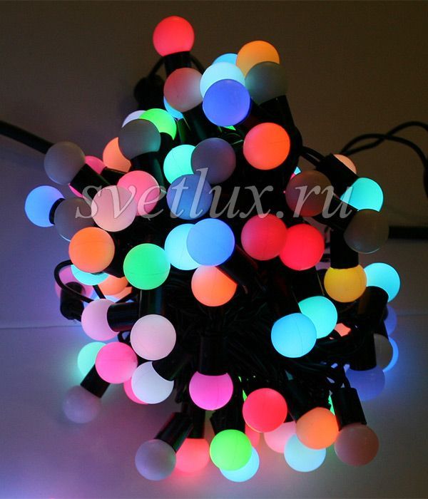 Cap Garland 10m Multicolored with 8 Effects, 24V, Diameter of Cap 18mm, 100 LED, Black Rubber Wire, IP65 18-007_BL