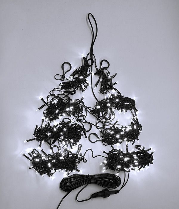 LED Garland for Christmas Tree Height 2.1m White 220V, 224 LEDs, Green PVC Wire, IP20 04-126_BL