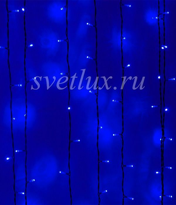 Canopy 1 x 6m Blue 220V, 600 LEDs, Black PVC Wire, IP54 01-025_BL