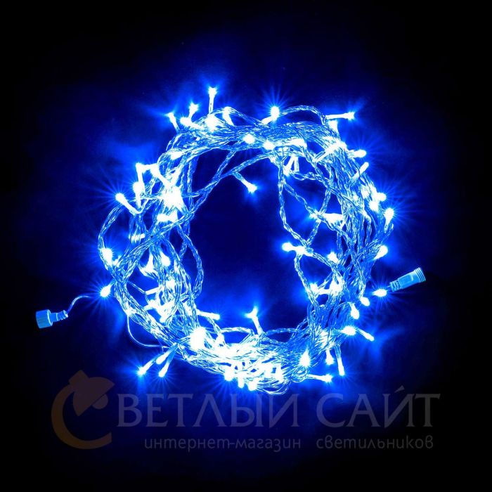 Garland String 10m Blue 24V, 100 LEDs, Transparent PVC Wire, IP54 05-152_BL