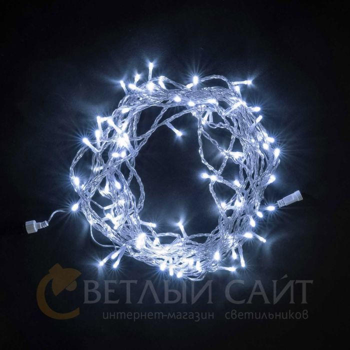 Garland with Cap 10m Warm White with Warm White LEDs, 220V, 100 LED, Black Wire, IP65 05-261_BL